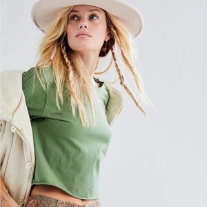 Free People Perfect Tee Green Large Cropped